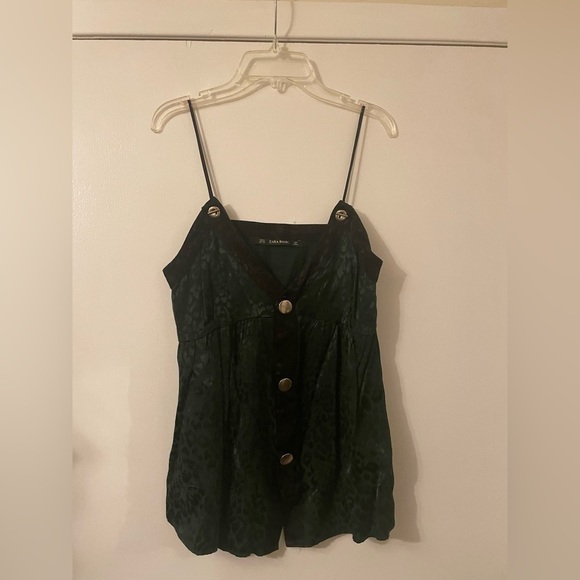 Zara Basic Green Leopard Tank Top size XS - Picture 5 of 9